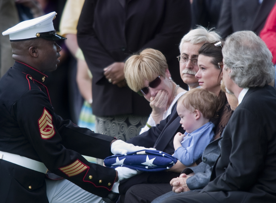 LCPL Jourdan Grez's graveside service at Arlington National Cemetery. Grez was killed May 11, 2005 when his amphibious assault vehicle struck an explosive device in Karabilah, Iraq.