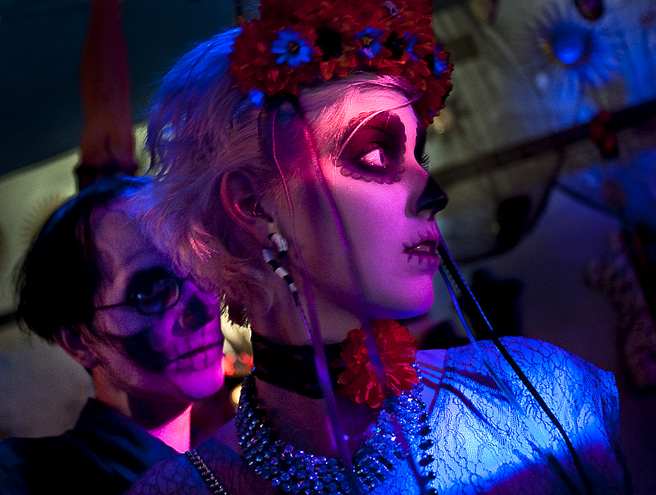 A couple dressed up to make Tim Burton proud at the Artful Dodger in Harrisonburg, Va. 