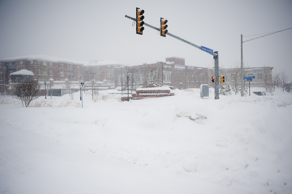 The snowbound shopping center across the street from our apartment complex.