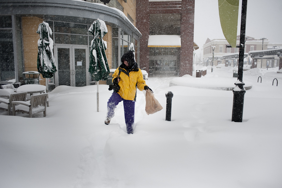 My wife, Jenny, making her way through the 20 inches of snow that has fallen so far.